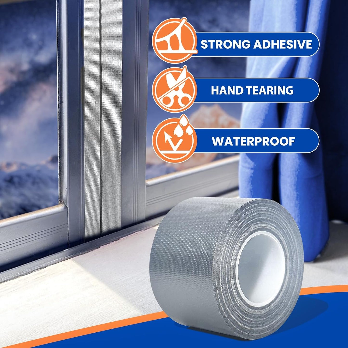White Window Weather Sealing Tape, AC Air Conditioner Sealing Tape | Window Draft Isolation, No Residue, Self Adhesive for Keep Out Cold Air Dust Rain, Waterproof