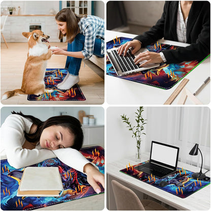 Heated Desk Pad Heated Large Mouse Pad, Electric Quickly Warm Desk Mat with 3 Levels Heating 3 Hours Auto Shut-Off, 31.5" x 13" Warm Gaming Mousepad Hand Foot Warmer, Baby Elephant