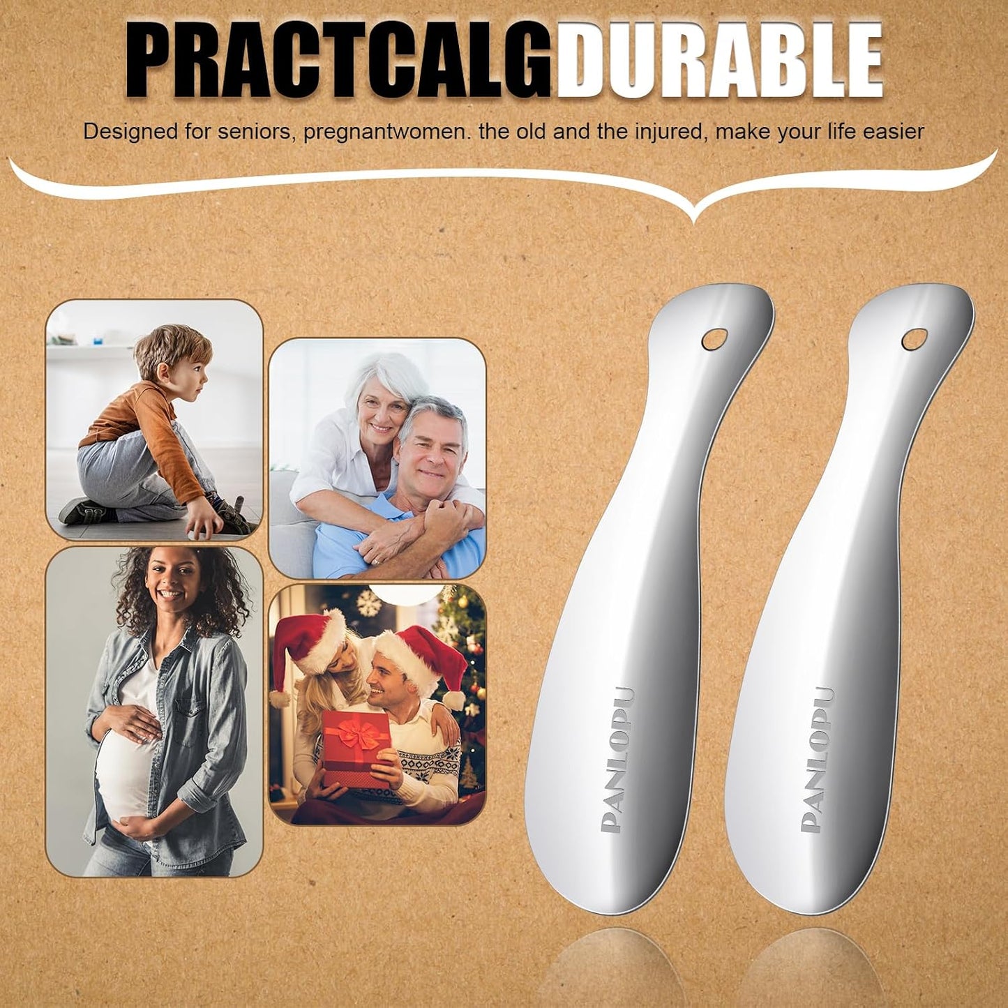 Metal Shoe Horn 7.5Inch Portable Stainless Steel Fashion Travel | Rust-resistant Ergonomic Curved Design Compact Size