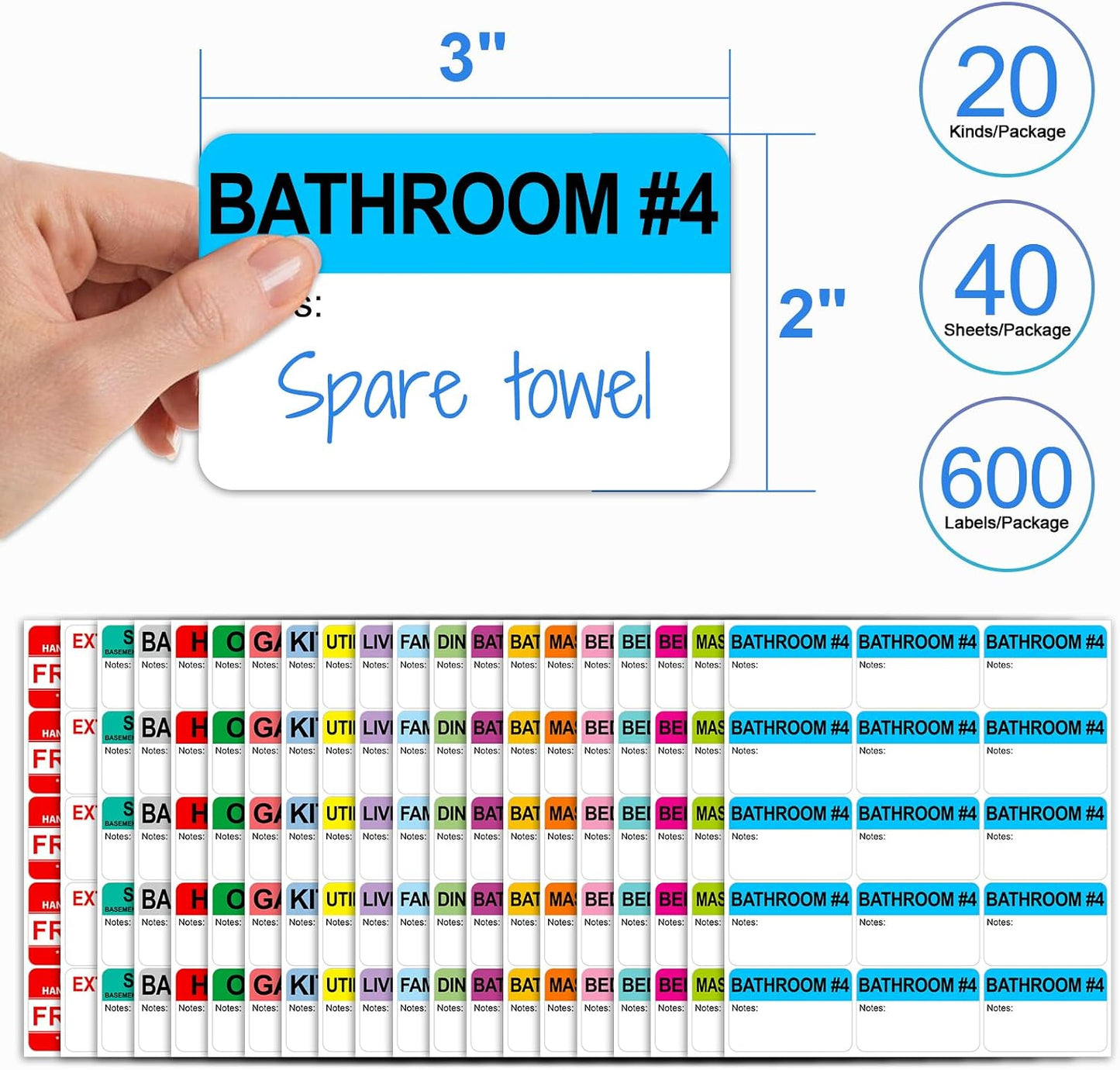 1600 PCS, 3/4" Color Round Dot Stickers, 10 Colors-20 Sheets | Circle Color Coding Blank Labels for Kids/Office/Classroom, Easy Peel, Ideal in Garage/Yard Sale Price self-adhesive Labels