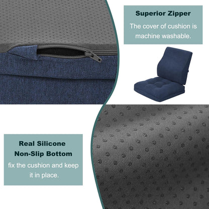 baibu Memory Foam Recliner Cushions with Lumbar Support Pillow Set for Elderly, 20x20x5 Inch Dual-Layer Design Non-Slip Recliner Seat Cushion & Back Support Pillow for Reduce Hip & Lumbar Pain, Brown