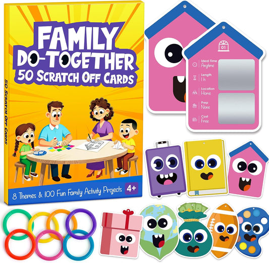 50 Family Scratch Off Adventure Cards for Kids & Adults, Fun Family Activity Game, Indoor & Outdoor Family Bonding Activities, Screen-Free Family Night Ideas, Gift for Ages 4+