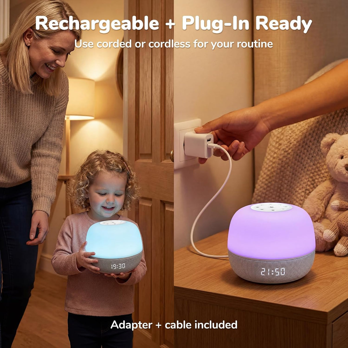 Mewaii White Noise Sound Machine Baby, 34 Sounds, Sunrise Alarm Clock