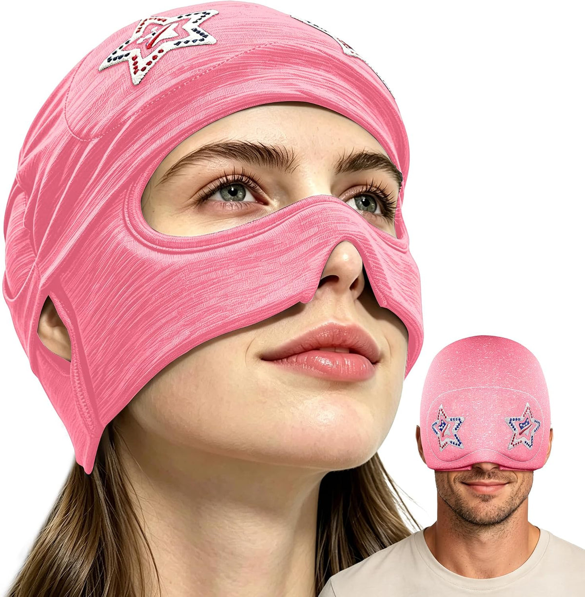 Migraine Relief Cap with Slide-Up Eye Mask, Headache Relief Ice Hat