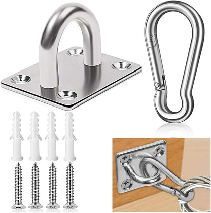 Stainless Steel Tie Out Mounted Wall Hook with Clip for Dog Up to 500lbs | for Small / Medium / Large Dog, Rust-resistant & Corrosion-resistant, Applicable to Concrete/Brick/Wood
