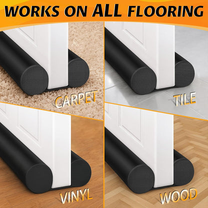 MAXTID Large Door Draft Stopper 30 Inch for Small Bedroom, Fits 1.7" Gaps | Small Size Bedroom Door, Fits 0.5 to 1.7" Gaps, White Under Door Draft Blocker, Seal Gap, Draft Guard for Bottom of Doors