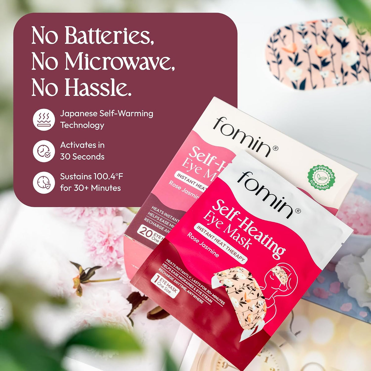 Fomin Steam Eye Mask - 20 Pack - Variety Pack - Self Heating Warm Compress for Dry Eyes, Puffy Eyes & Dark Circles, Disposable Sleep Mask for Home, Spa, Travel Essentials & Relaxation Gifts for Women