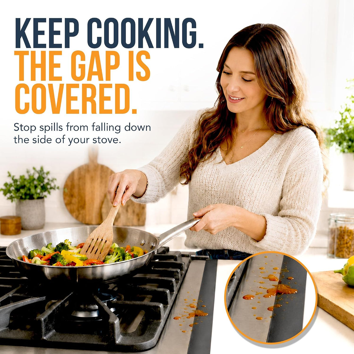 Linda’s Essentials Silicone Stove Gap Covers (2 Pack), Heat Resistant Oven Gap Filler Seals Spaces Between Stovetop and Counter, Easy to Clean Stove Side Guard (25 Inches, Clear)