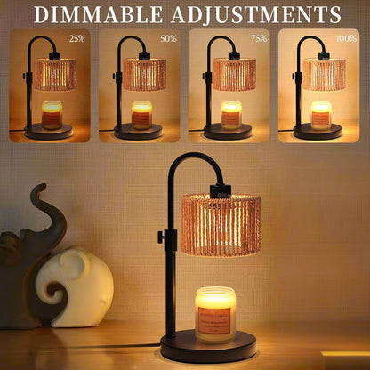 FINCMY Candle Warmer Lamp with Timer, Adjustable Height Candle Wax Warmer Candle Lamp Warmer for Jar Candles, Home Decor House Warming Gifts Compatible with Various Candles (Linen)