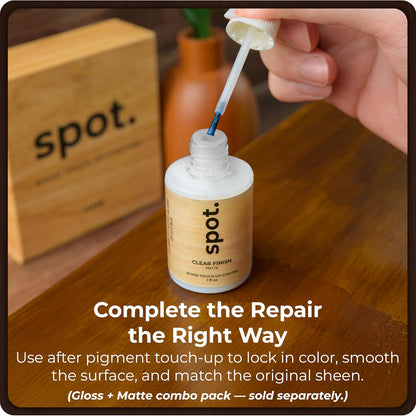 Light Brown Wood Stain Repair Kit, Brush-On Touch-Up Stain Bottles, Golden Oak, Early America, Cherry, Red Oak, Interior and Exterior Wood, 4 fl oz Total by spot.