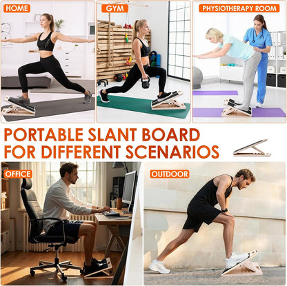 Thickened Wooden Calf Stretching Slant Board, Portable Adjustable Incline Board, 320 Lbs Weight Capacity, Calf Stretch Wedge for Leg, Heel, Suitable for Adults' Leg & Foot Stretching
