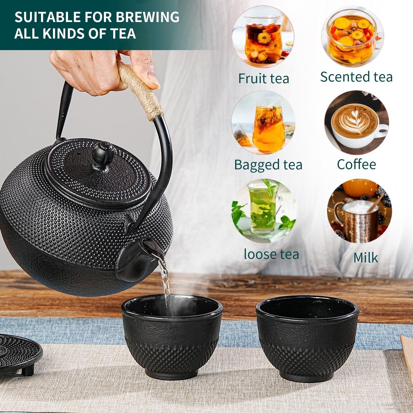 Sungmor Black Cast Iron Teapot Warmer - Base with Candle Holder | Heat Retaining Stand for Tetsubin or Glass & Ceramic Teapots