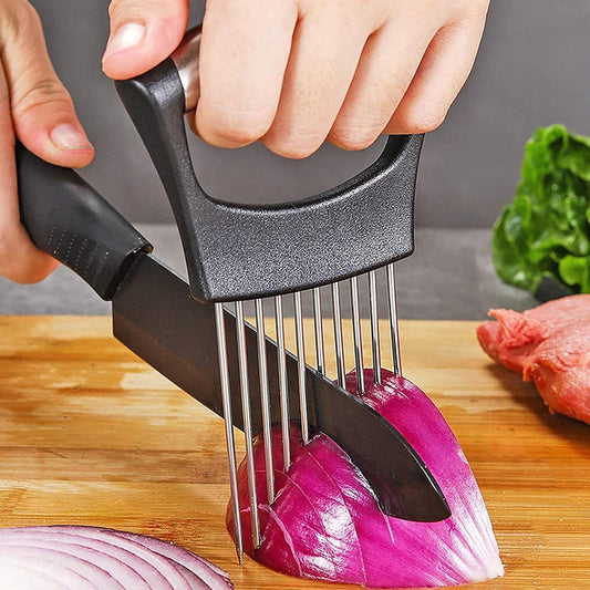 Cooswai Stainless Onion-Holder Slicing-Kitchen Assistant-Vegetable - Upgrade Chopper Slicings Tool, Food Slicing Assistant 1PC