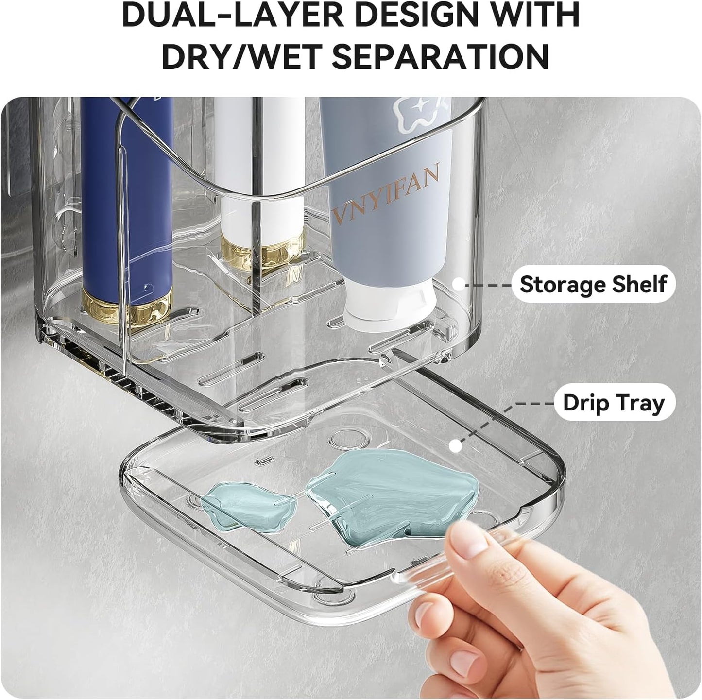 3 Slots Detachable Toothbrush Holders Wall Mounted for Bathrooms | Electric Toothbrush Holder with Drip Tray, Tooth Brush and Toothpaste Holder Organizer for Bathroom Countertop Organizer