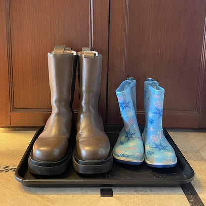 WATANIYA PET Boot Tray for Entryway Indoor, Heavy Duty Shoe Mat Tray 2 Packs, 16.7"x12.8" Waterproof Shoes Trays with Raised Edge, Outdoor Multi-Purpose Mats for Boots, Garden, Pets