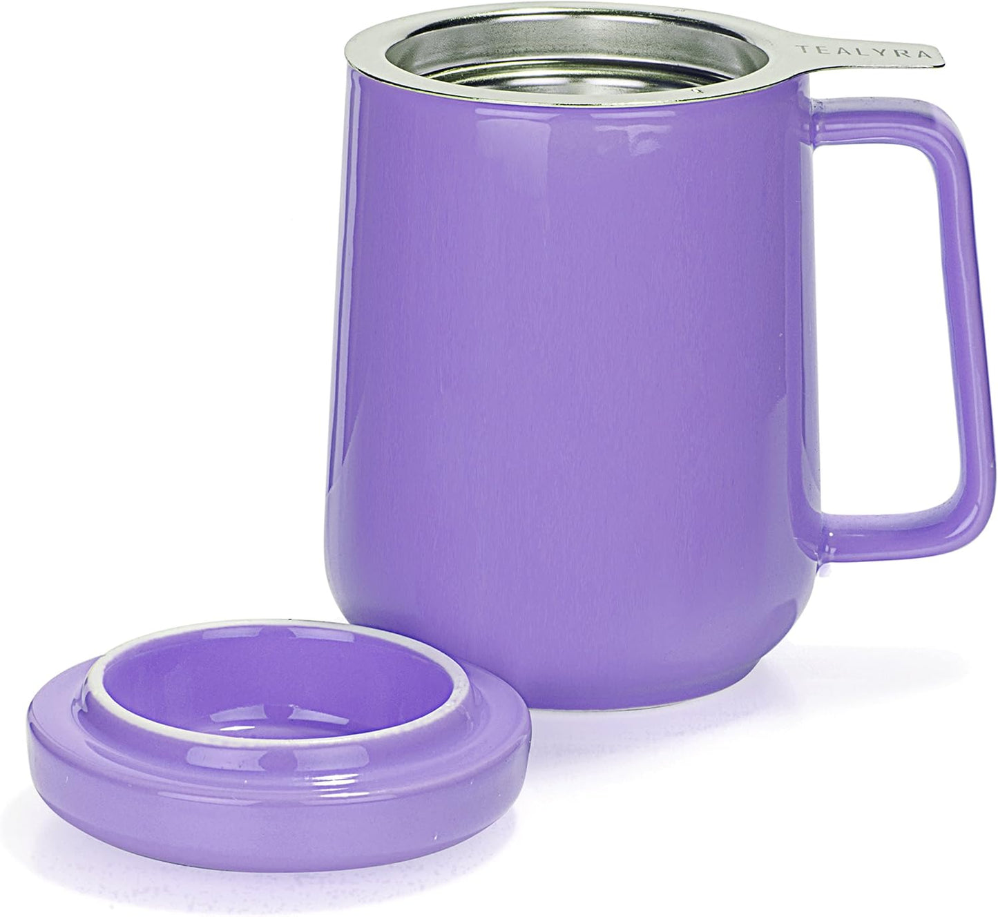 Tealyra - Peak Ceramic Red Tea Cup Infuser - 19-ounce - Large Tea High-Fired Ceramic Mug with Lid and Stainless Steel Infuser - Tea-For-One Perfect Set for Office and Home Uses - 580 milliliter