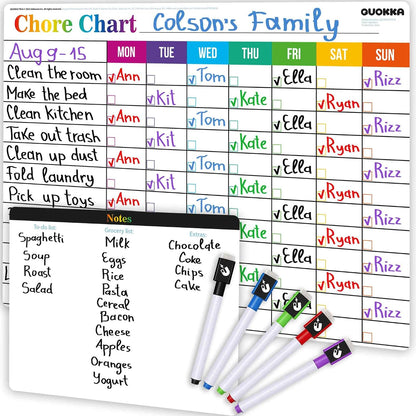 Magnetic Chore Chart for Kids - Reward Behavior Chart for Kids at Home | Dry Erase Morning Routine Schedule Board - Responsibility Star Chart for Toddlers 3-5 - 48 Magnets and 49 Stars