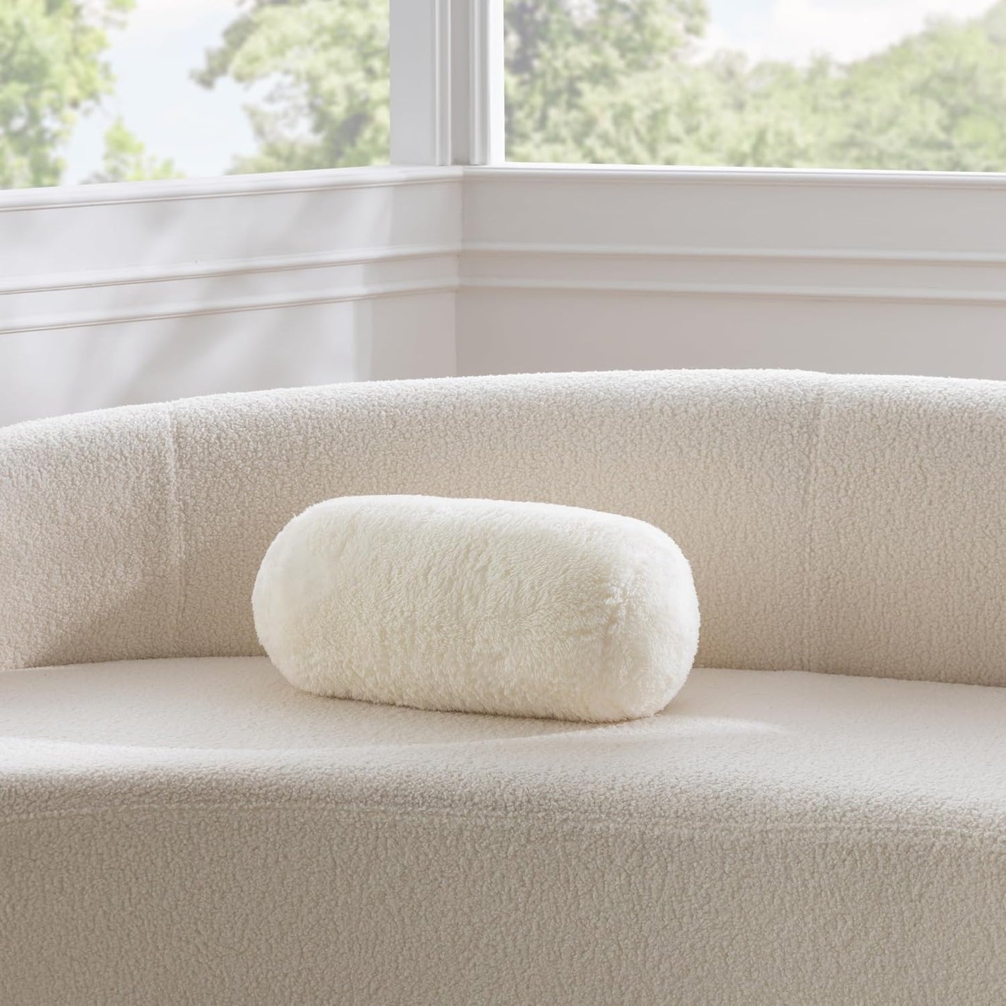 Berkshire Cervical Neck Roll Pillow with Extra-Fluffy™ Removable Cover, Multi-Purpose Bolster Cushion for Couch, Office & Travel, One Size 13.5" x 7.5", Smoke