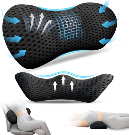 Lumbar Support Pillow,Ergonomic Memory Foam Lumbar Pillow for Chairs Black