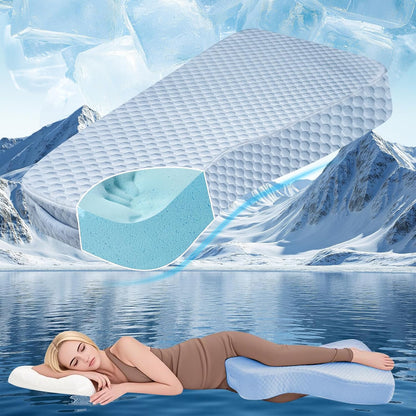 Knee Pillow for Side Sleepers, 100% Memory Foam Filling Leg Pillow for Side Sleeping, 4" Height Leg Pillow for Relieving Leg, Back, and Knee Pain Breathable & Pressure-Relieving Support - 18"x30"x4"