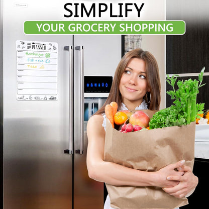 Dry Erase Magnetic Meal Planner for Refrigerator A4 (8.5x12 inch) - Magnet Weekly Menu Board for Fridge - Magnetic Menu White Board - Fridge Meal Planner Magnet - Dinner Meal Planner Dry Erase Board