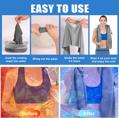 4 Pack Cooling Towels Wrap for Neck Face,Ice Cold Towel Rags Quick Dry for Gym Fitness Yoga Tennis Cycling Running Hiking Workout Sweat(Multicolor-02)