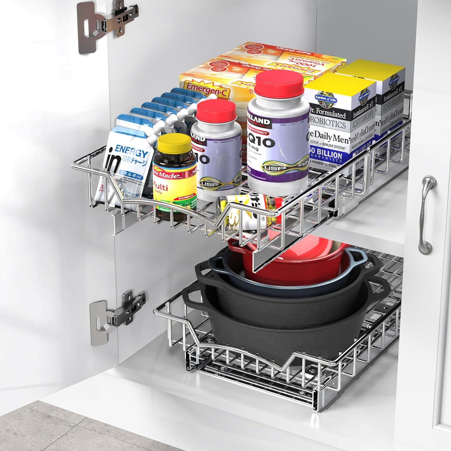 Simple Houseware Under Cabinet Pull Out Sliding Shelf, 21" Dx11 W, Chrome