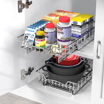 Simple Houseware Under Cabinet Pull Out Sliding Shelf, 21" Dx11 W, Chrome