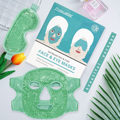 ZNÖCUETÖD Cold Face Eye Mask Ice Pack Reduce Facial Puff, Dark Circles, Hot Cold Compress Pack, Face SPA Gift for Woman Sleeping, Pressure, Headaches, Skin Care, Post Laser Cosmetic Care, Reversible