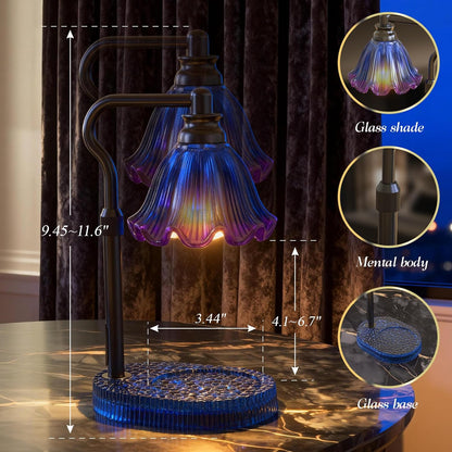 Flower Candle Warmer Lamp,Adjustable Timer & Dimmer(Green) | Adjustable height fits jars. Timer & dimmer safe melt. 2 bulbs & heat-proof base. Perfect for bedroom, office, or gifting.