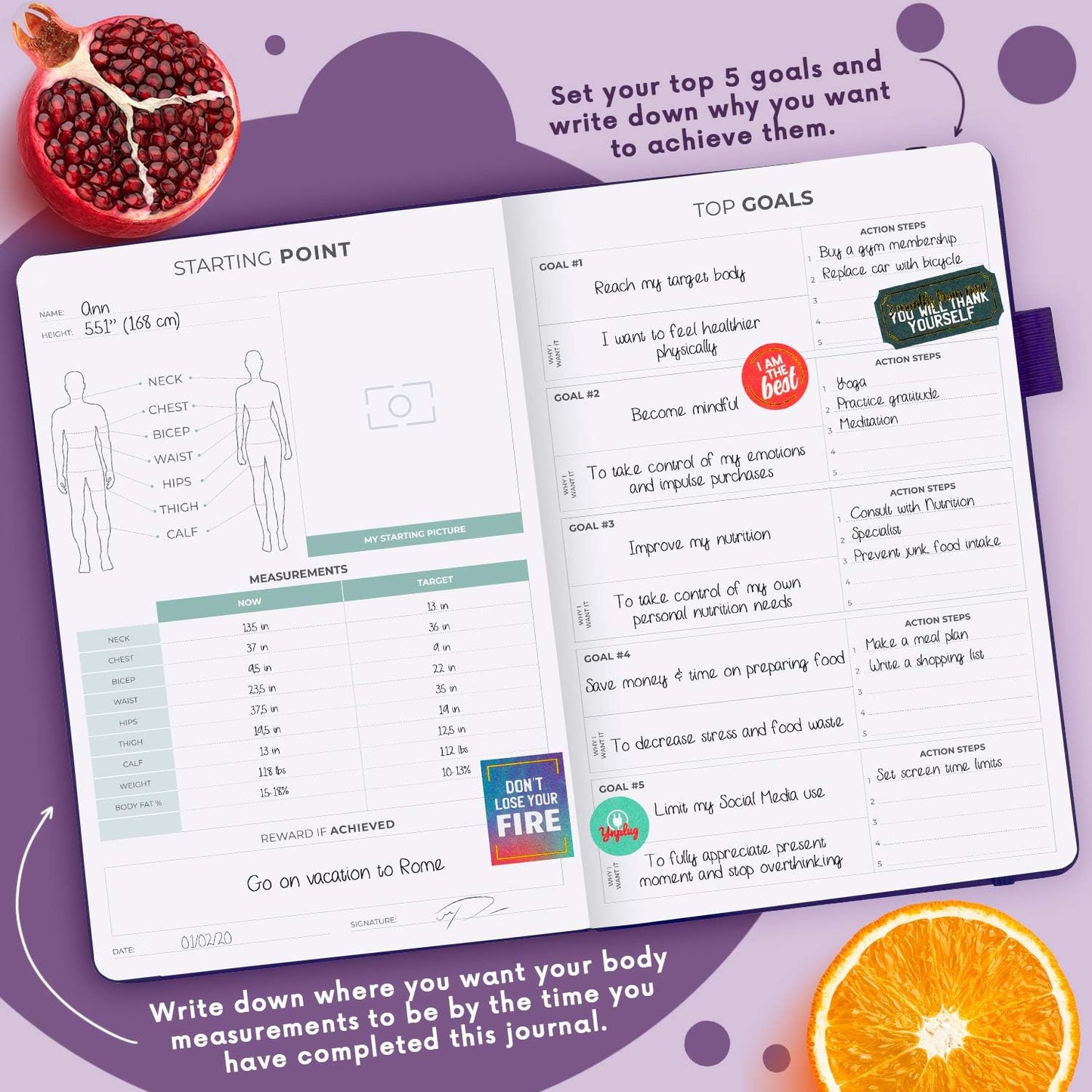 Clever Fox Wellness Planner & Food Journal for Weight Loss, A5 Orange | 5.8"x8.3" nutrition & exercise tracker for women tracking meals, diet & symptom diary, calorie counter notebook, stickers