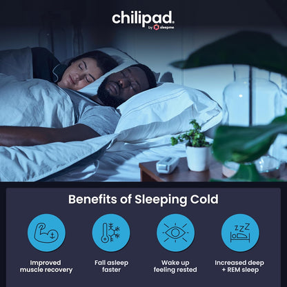 Chilipad Cube Bed Cooling System - Cooling & Heating Mattress Topper, Set Individual Bed Temperature, Cool Sleep Enhancement, Temp Range of 60-115°F, ME Half Queen Bedsize (30"W x 80"L), Model: CP500