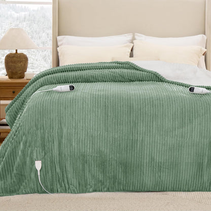 Bedsure GentleSoft Heated Blanket Throw - Soft Ribbed Flannel Electric Blanket, Gifts for Grandma (50x60 inches, Grey)