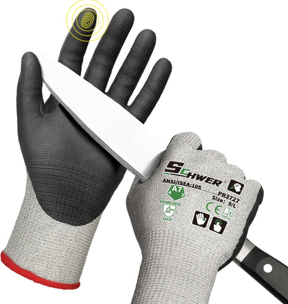 Schwer ProGuard A7 Cut Resistant Work Gloves for High Risk Work, PR3727, L | Reinforced Thumb, Non PFAS, Touch-screen, for WoodWorking, Precision Tasks, Electronic Maintenance, Machining, Fishing