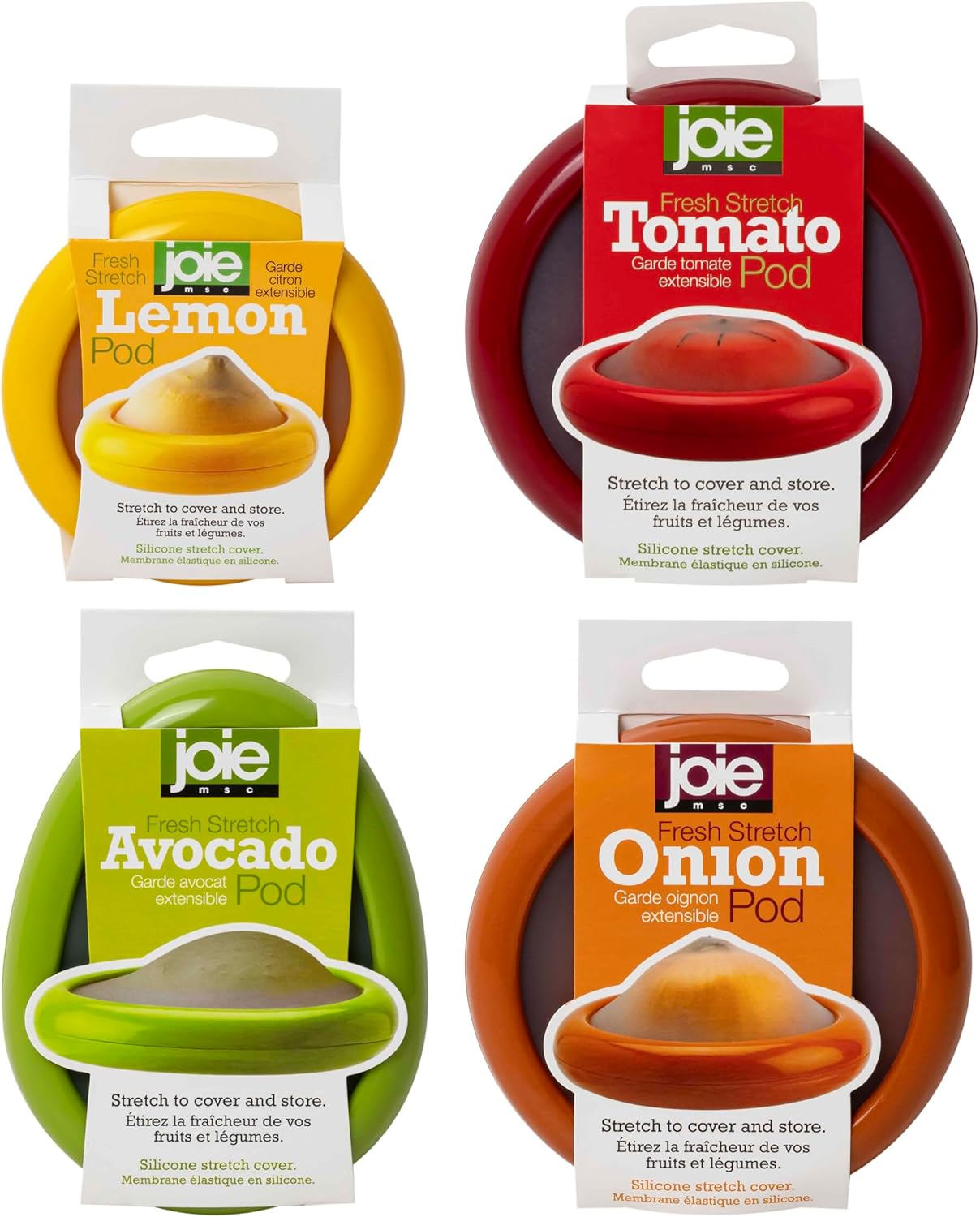 Joie Fresh Stretch Pod Onion Storage Container, Silicone Food Saver, Keeps Leftover Produce Flavorful and Firm in Fridge, Reusable Kitchen Gadget, Dishwasher Safe, BPA-Free