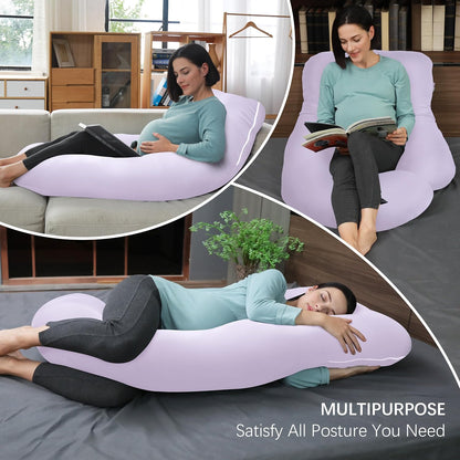 MOON PARK Pregnancy Pillows for Sleeping - 57 Inch U Shaped Full Body Maternity Pillow with Removable Cover - Support for Back, Legs, Belly, Hips - Pregnancy Pillow for Women - Grey