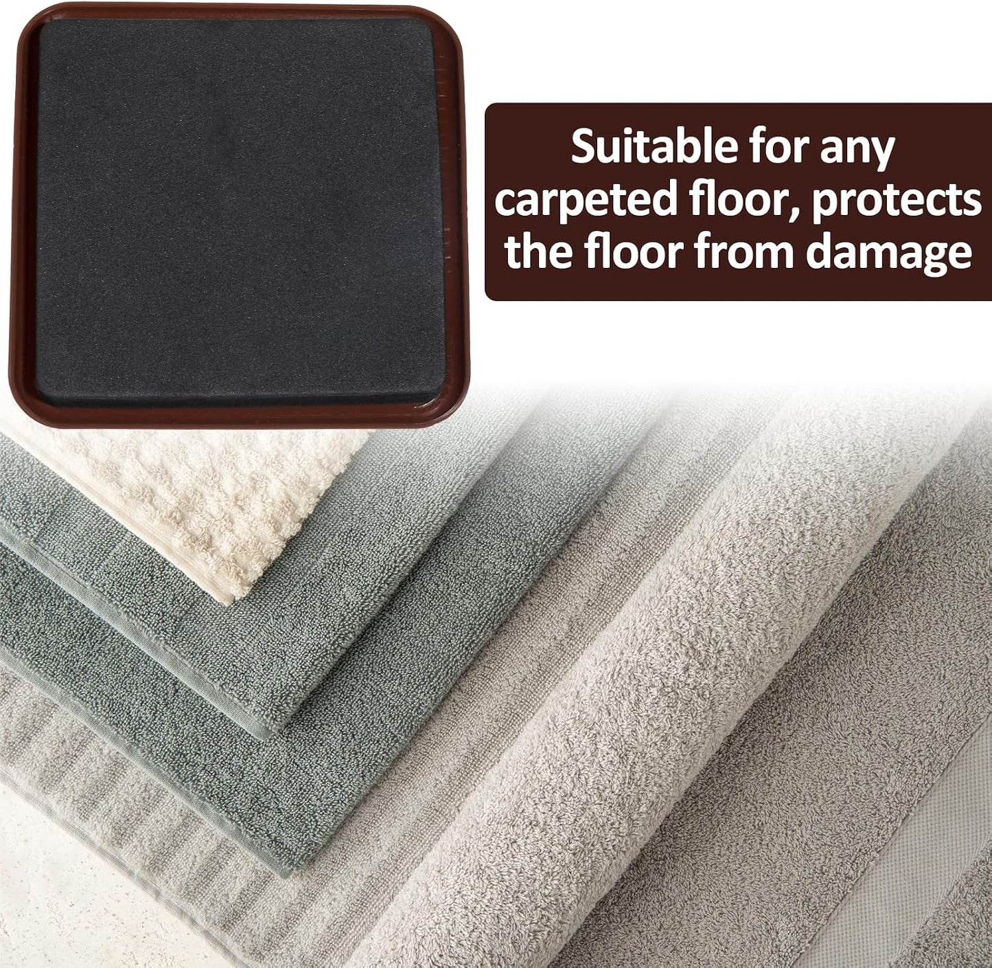 Reusable Heavy Duty Furniture-Sliders 4.7 Inch Furniture Sliders Square Felt Furniture Slider for Carpeted Floors Safeguard Carpeted Floors Hardwood Floor (4 PCS)