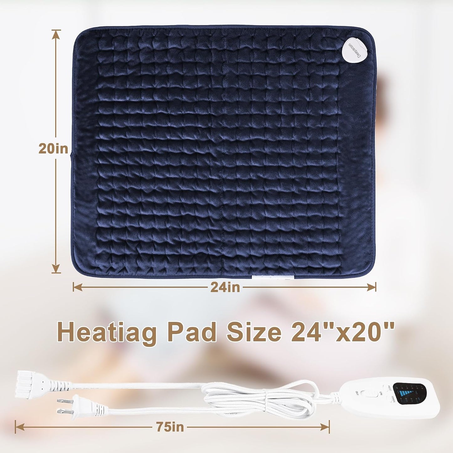 Heating Pad,Heated Blanket,Heating Pad for Back Neck,Grey,24x12 Inch | Electric Heating Pad,Dry/Moist Heat Heating Pads,Heating Pads for Shoulder,Abdomen,Heat Pad for Women Men,Birthday Gift
