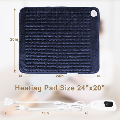 Heating Pad,Heated Blanket,Heating Pad for Back Neck,Grey,24x12 Inch | Electric Heating Pad,Dry/Moist Heat Heating Pads,Heating Pads for Shoulder,Abdomen,Heat Pad for Women Men,Birthday Gift