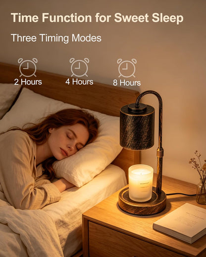 CASTLELIFE Dimmable Candle Warmer Lamp with Timer, Height Adjustable Candle Warmer for Jar Candles, Electric Wax Melt Warmer for Home Decor House Warming Gifts, Birthday Gifts for Women, Black Clear