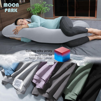 MOON PARK Pregnancy Pillows for Sleeping - 57 Inch U Shaped Full Body Maternity Pillow with Removable Cover - Support for Back, Legs, Belly, Hips - Pregnancy Pillow for Women - Grey