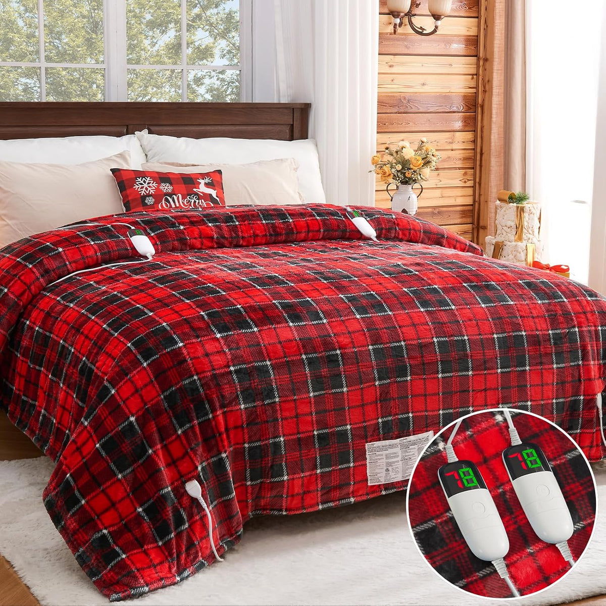 Heated Blanket Electric Throw 50X60 Heating Blanket with 10 Heating Levels 8 Hours Auto Off, Blue Plaid Sherpa Blankets Winter Warmer, Home Decor for Couch Bed Office,Gifts for Mom, Women,Washable