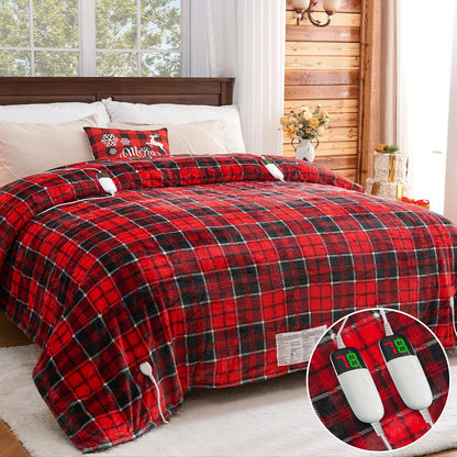 Heated Blanket Electric Throw 50X60 Heating Blanket with 10 Heating Levels 8 Hours Auto Off, Blue Plaid Sherpa Blankets Winter Warmer, Home Decor for Couch Bed Office,Gifts for Mom, Women,Washable