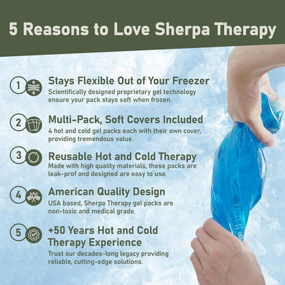 4PK Flexible Gel Ice Packs for Injuries Reusable - Gel Ice Pack Cold Compress for Knee, Back, Neck, Wrist, Hand, Elbow, Ankle Pain Relief - 9.5" x 4.5"