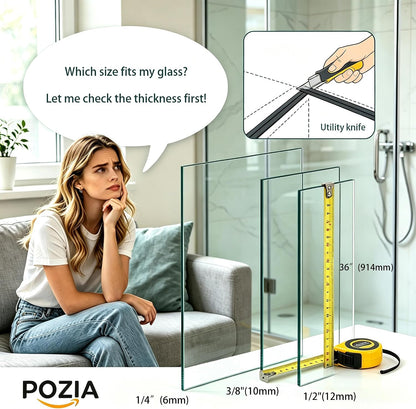 POZIA Shower Door Bottom Seal Frameless Glass Shower Door Seal Strip Clear Vinyl Durable Stop Shower Leaks and Create a Water Barrier Ultra Clear (1PACK-1/2in)