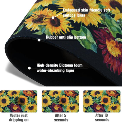 Sink Faucet Absorbing Mat, 2 Pack Drying Mat Around Faucet Sink Splash Guard Behind Faucet Sinkmat For Kitchen Bathroom Island Rv 24 * 5.5 Inch (60 * 14 cm)