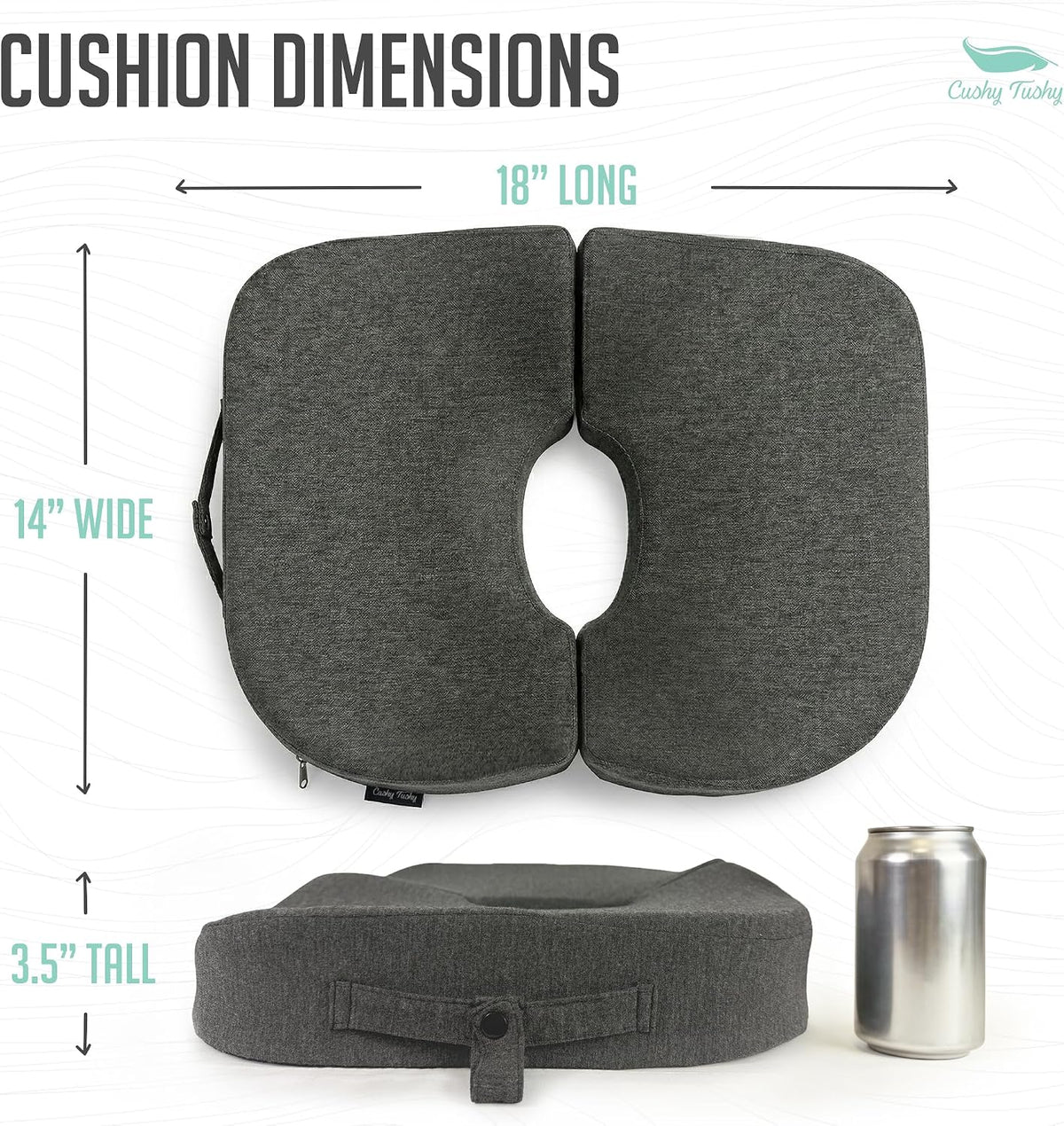 Cushy Tushy Premium Foldable Travel Seat Cushion - for Relief of Lower Back, Sciatic, Butt and Tailbone Pain - for Home & Office Use, Perfect for Travel or Driving - Coccyx Seat Cushion