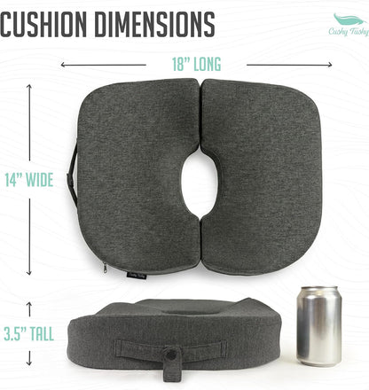 Cushy Tushy Premium Foldable Travel Seat Cushion - for Relief of Lower Back, Sciatic, Butt and Tailbone Pain - for Home & Office Use, Perfect for Travel or Driving - Coccyx Seat Cushion