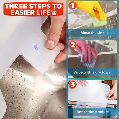 3 Pcs Sink Splash Guard, 9.7 x 11 Inch Splatter Screen, Suction Cups | Splash Guard for Kitchen Sink Area, RV and Utility Sinks - Long-Lasting Dishwashing Accessories, Lightweight, Easy to Clean