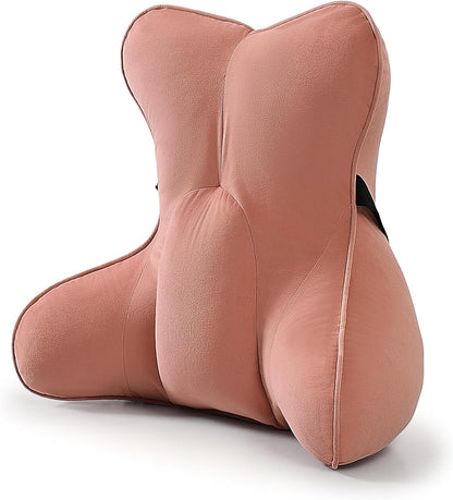 Lumbar Support Pillow(Pat. Pend) – Multi-Functional Ergonomic Back Cushion for Sofa Chair, Car Seat & Sofa, Reading Pillow with Firm Multi-Zone Support to Relieve Lower Back Pain, Misty White